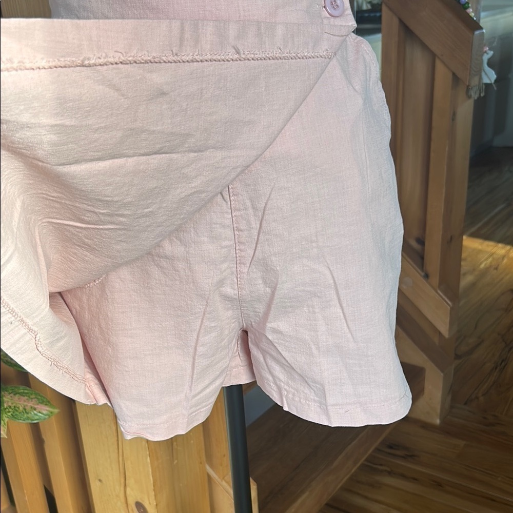 Pink Linen Wrap Skort - Picture 3 of 6